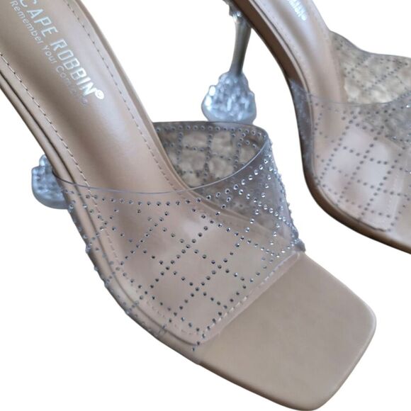Cape Robbin Nude Clear Jeweled Eli Heeled Sandal 8.5 - Picture 3 of 6